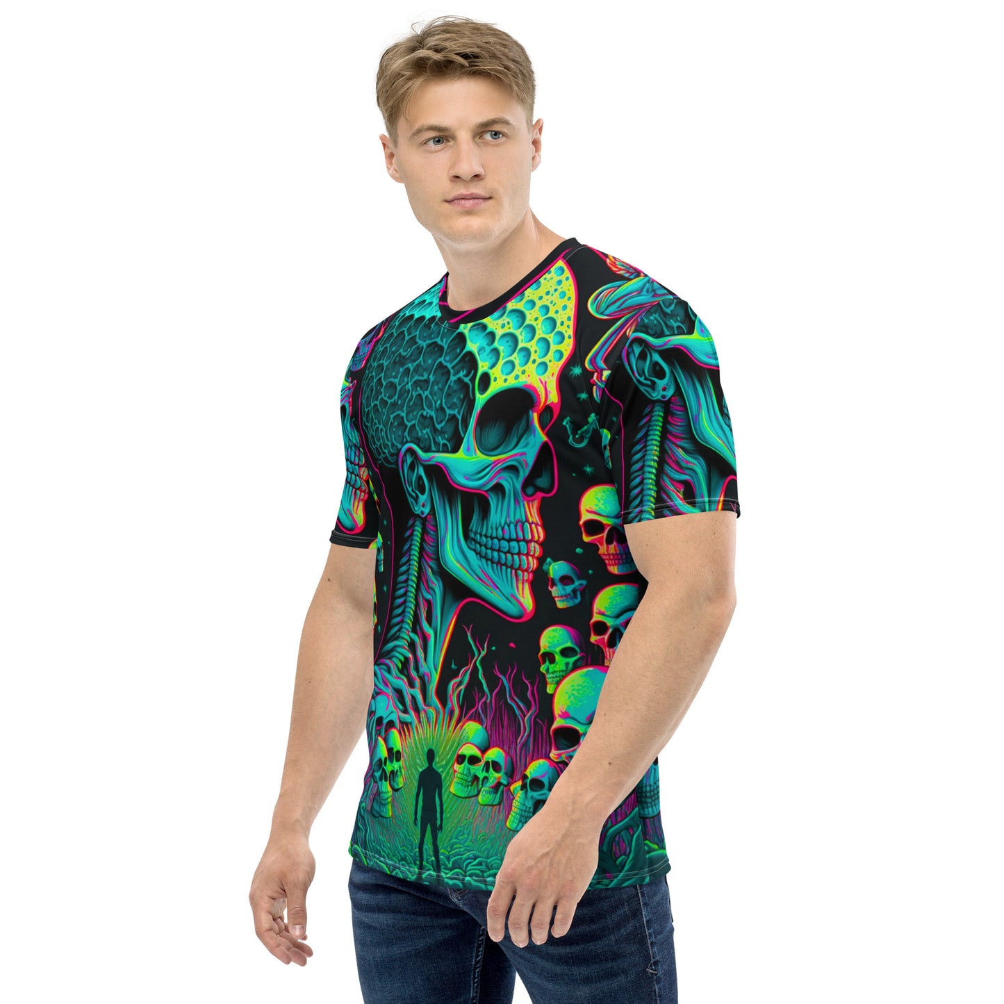 Trippy Skulls #02 All Over Print T-shirt, Cool Gift Idea, Gifts for Guys, Gifts for Music Lovers